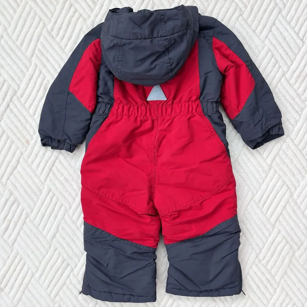 L.L. Bean Baby 12-18M Cold Buster Thinsulate Red Gray One Piece Snowsuit Winter